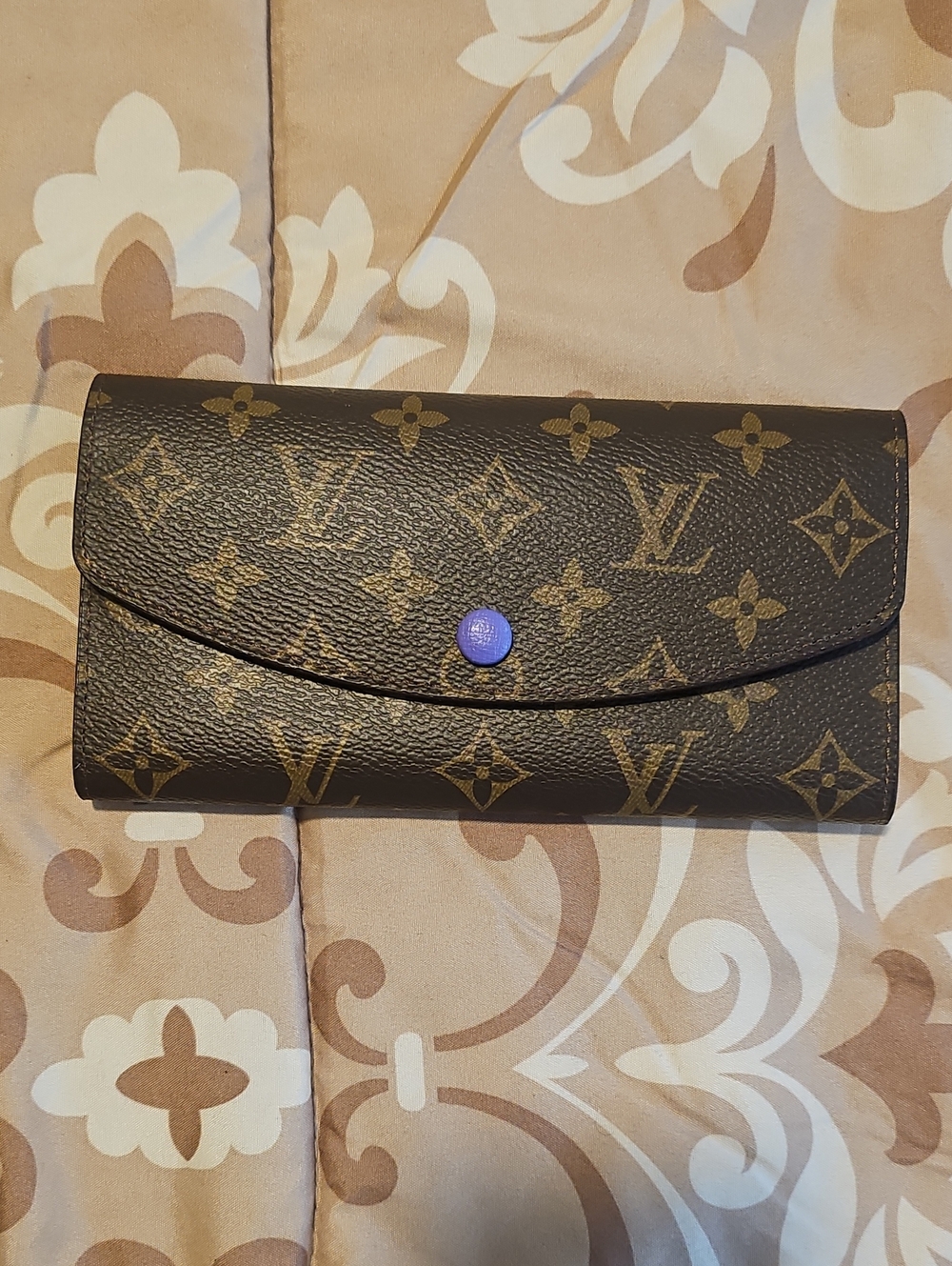 Inspired Monogram Continental Wallet in Brown with Gold Accents